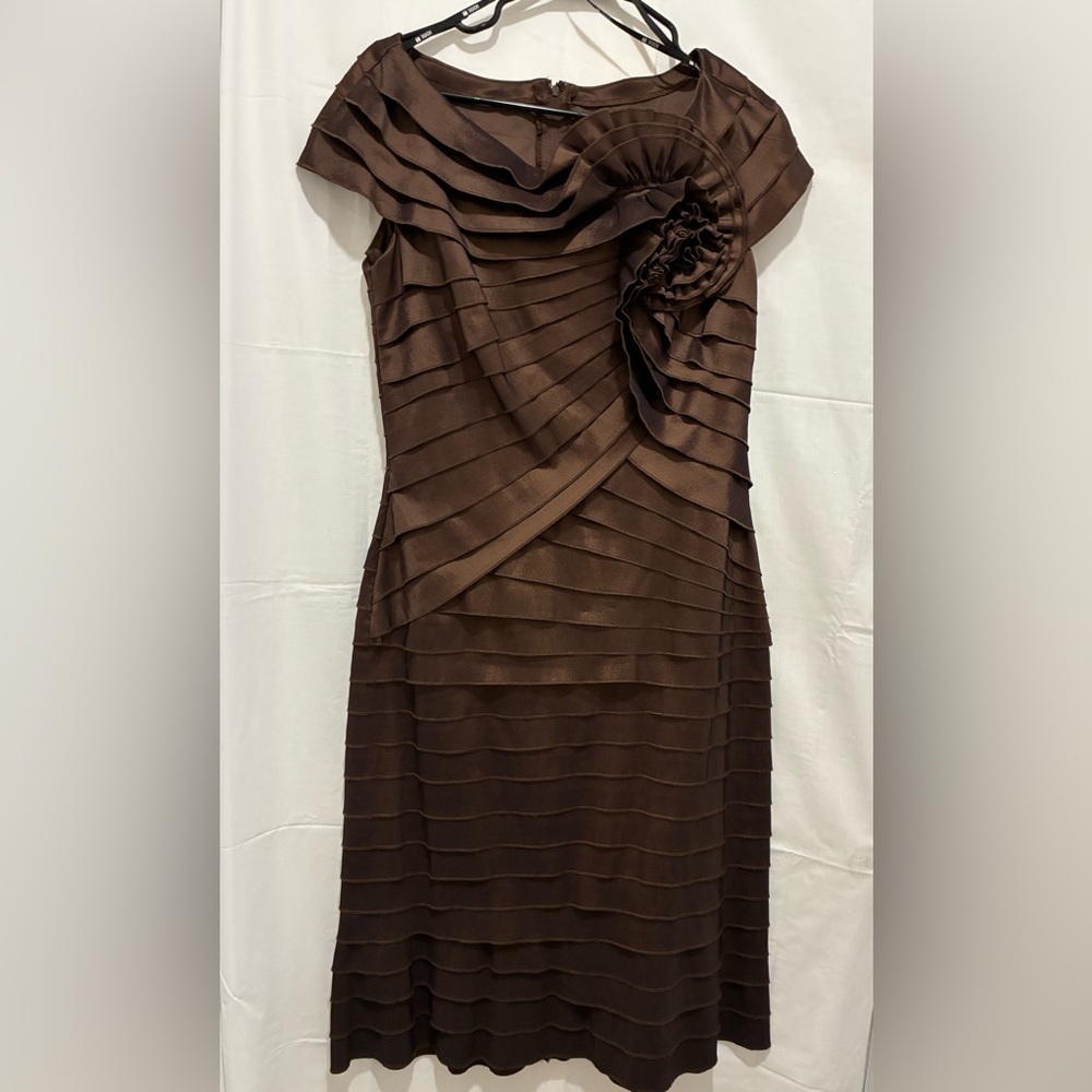 Tadashi Shoji  brown tiered ruffle Dress